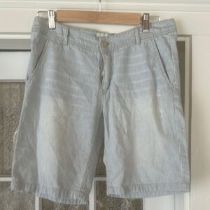 H&M white and blue striped denim Bermuda shorts.  Size 8